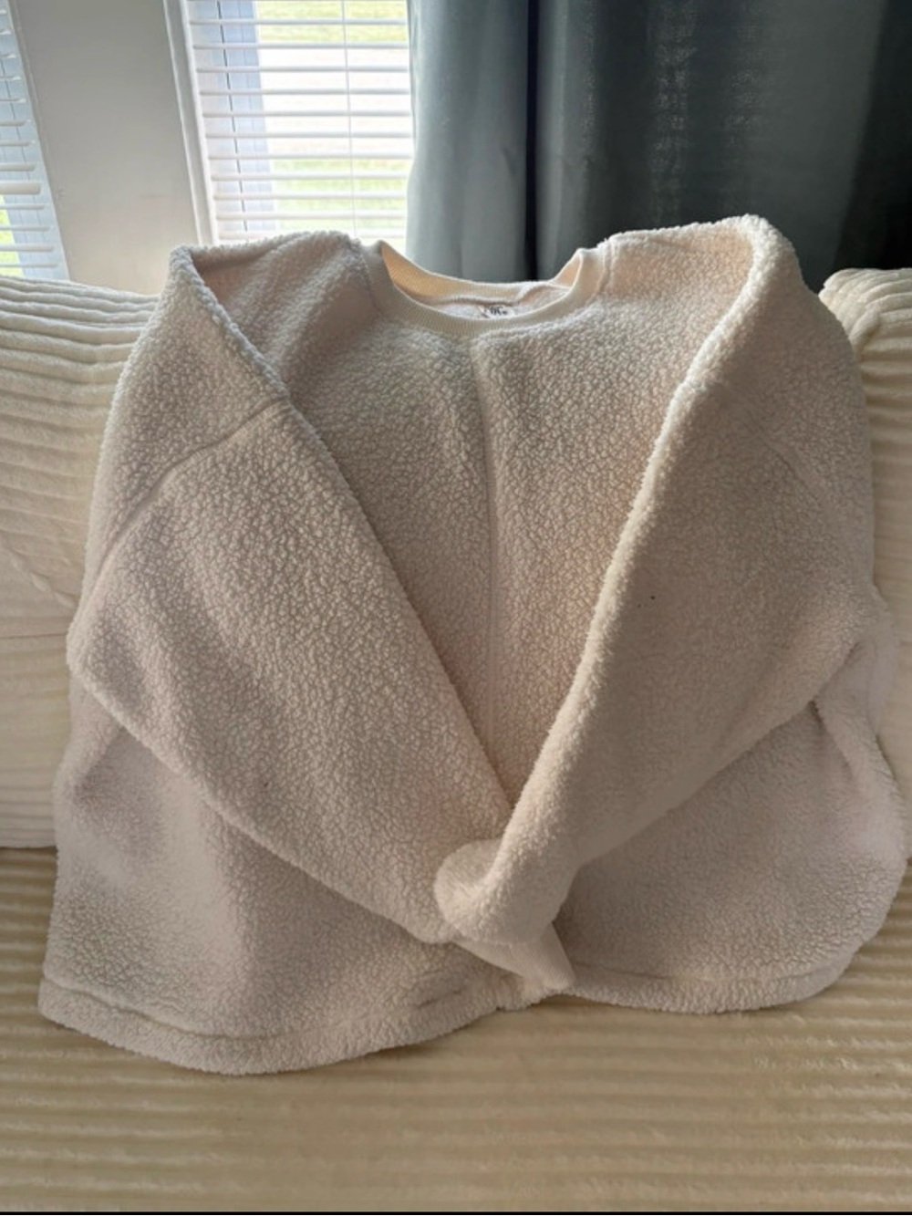 Sew In Love Plush Teddy Pullover Jacket in Cream
